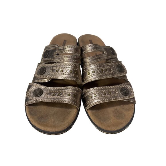 Clarks Womens Metallic Bronze Strappy‎ Slide Sandals Size 8.5M - Picture 2 of 7